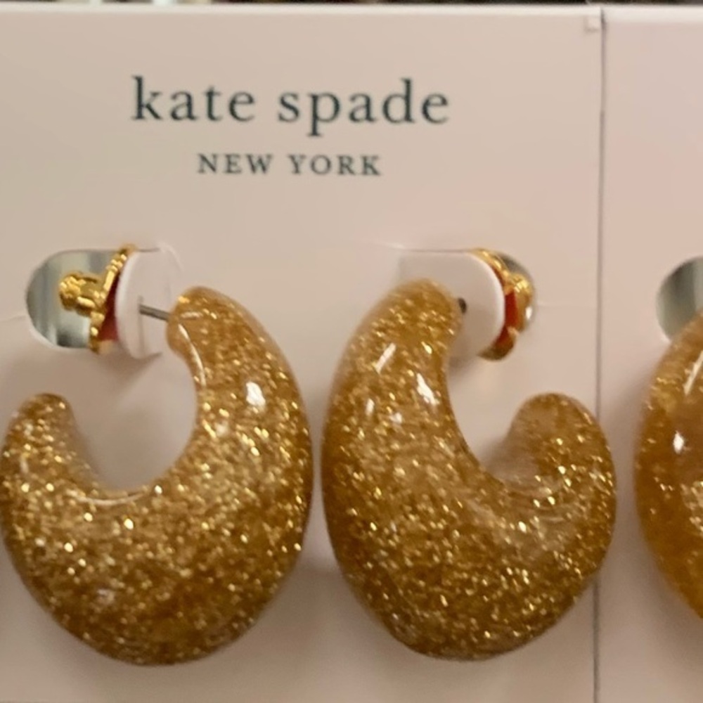 Kate Spade ♠️ new york glitter 41mm hoop Earrings